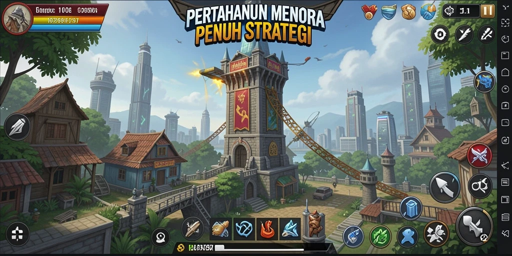 Tampilan gameplay Tower Defense yang mendebarkan di 2757.