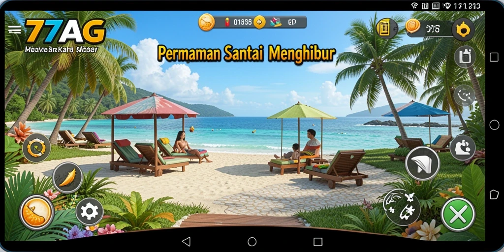 Tampilan gameplay menarik dari 77AG dengan desain ceria.