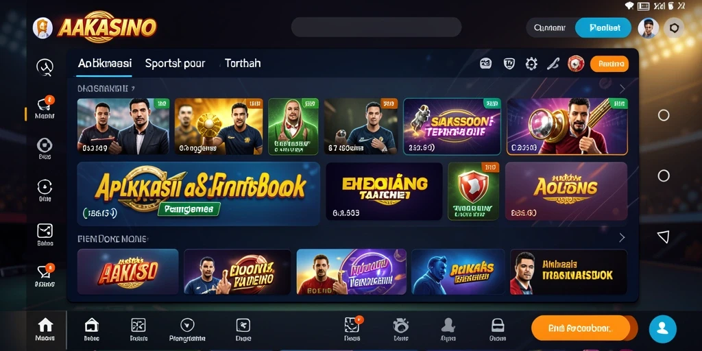 Screenshot utama AAKASINO yang menunjukkan antarmuka Sportsbook dinamis.