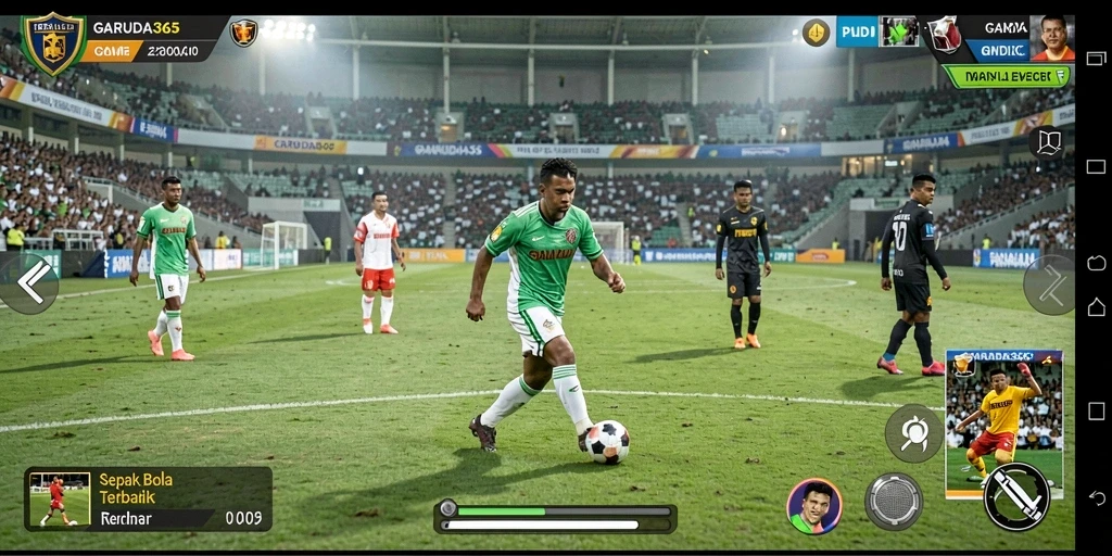 Screenshot GARUDA365 yang menampilkan momen seru dalam permainan sepak bola.