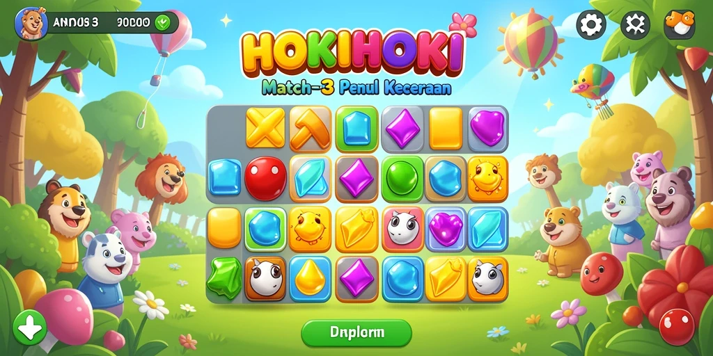 Tampilan gameplay HOKIHOKI yang menarik dan penuh warna.