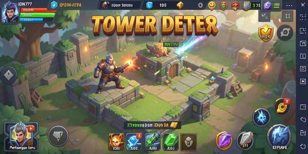 Gameplay menegangkan dalam IDN777 Tower Defense.