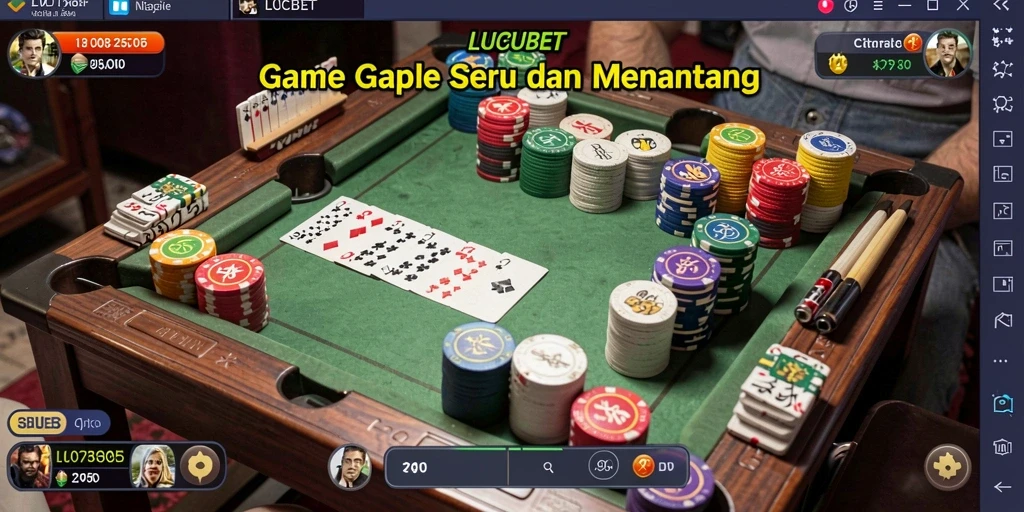 Tampilan gameplay LUCUBET dengan kartu Gaple yang menarik.