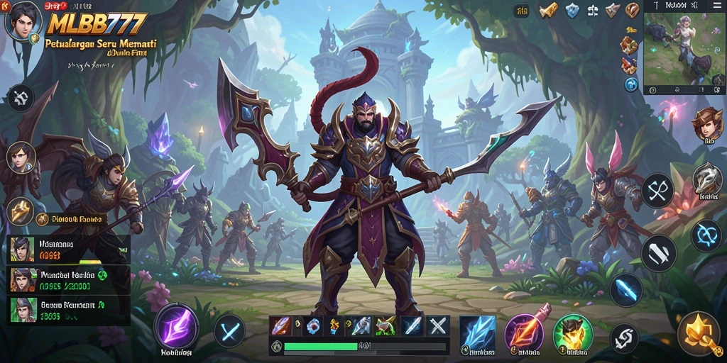 Screenshot gameplay MLBB777 menampilkan petualangan epik dalam dunia fantasi.