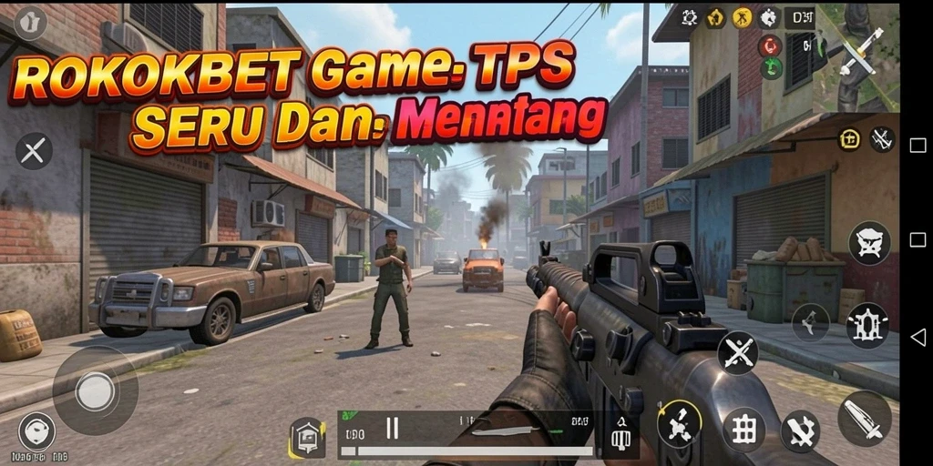 Tangkapan layar utama ROKOKBET menampilkan aksi intens di arena TPS.