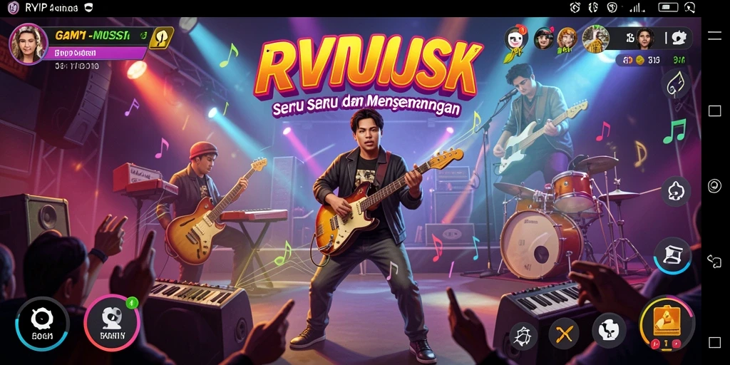 Tampilan gameplay RVIP1 yang menarik dan interaktif dengan berbagai lagu.
