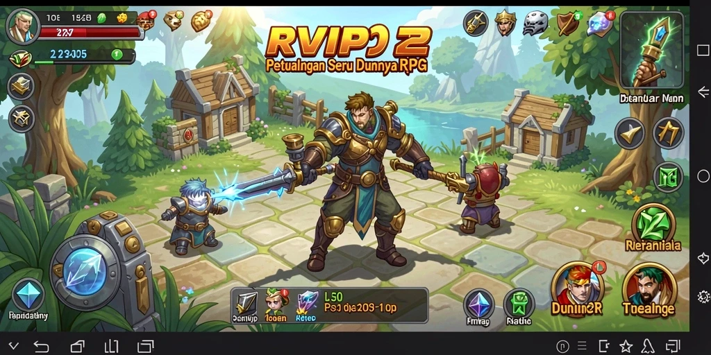 Screenshot gameplay RVIP2 menampilkan aksi seru dalam pertarungan RPG.