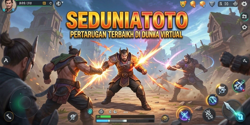 Tampilan gameplay yang intens dalam SEDUNIATOTO dengan pertarungan yang mendebarkan.