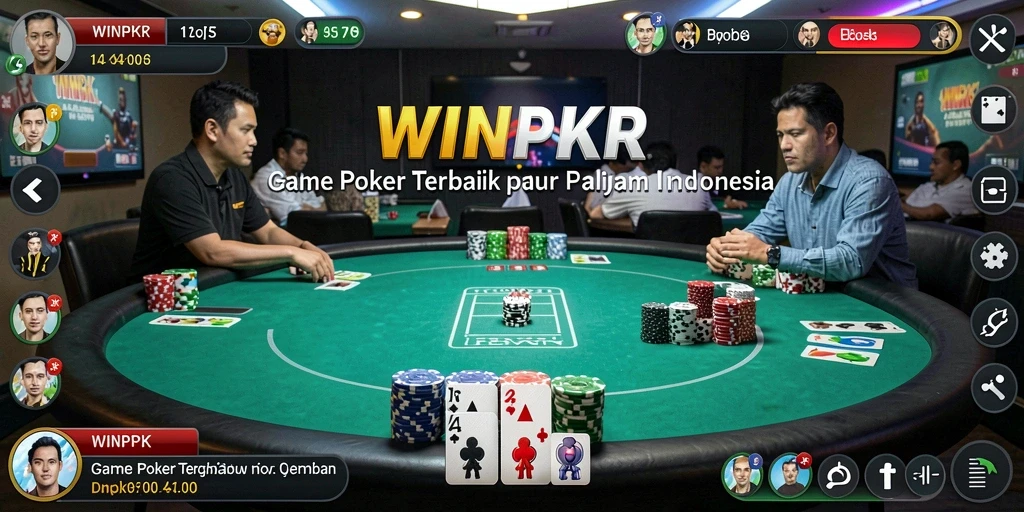 Screenshot WINPKR menampilkan aksi seru dalam permainan poker.