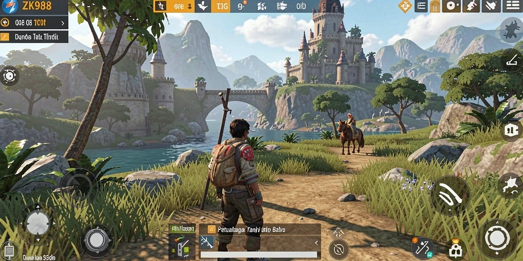 Tangkapan layar dari gameplay <strong>ZK988</strong> yang menunjukkan kebebasan menjelajah dunia terbuka.